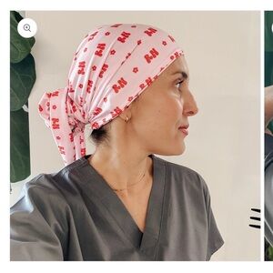 Pink RN scrub cap